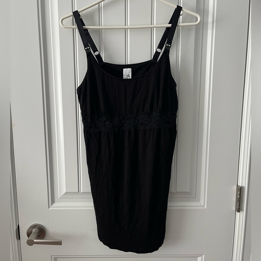 Black Maternity Cami with Lace Detail